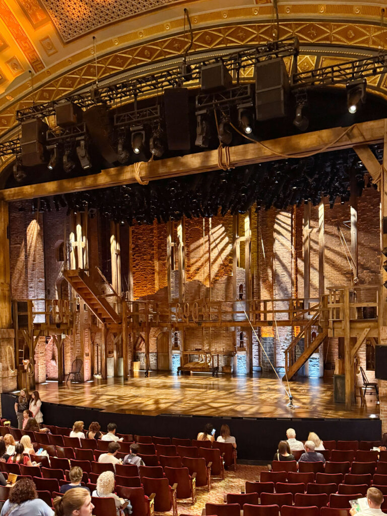 a view of the stage at the hamilton show on broadway